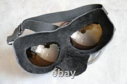 Rare Early Original MiG/Su Pilot Leather Flight Helmet, Brown Goggles