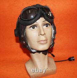 Rare Fighter Pilot Aviation Flight Helmet Goggles 0103