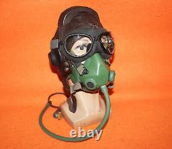 Rare Fighter Pilot Aviation Flight Helmet, Militaria Oxygen Mask Goggles 010A