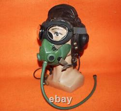 Rare Fighter Pilot Aviation Flight Helmet Oxygen Mask Goggles 0101