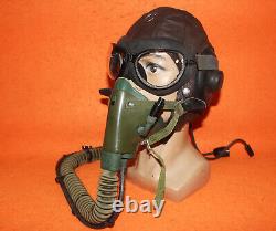 Rare Flight Helmet Fighter Pilot Flight Leather Helmet Goggles Oxygen Mask