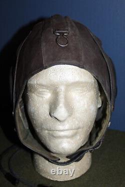 Rare Original Vietnam War Chinese/NVA Pilots Brown Leather Flight Helmet withCords