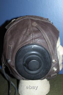 Rare Original Vietnam War Chinese/NVA Pilots Brown Leather Flight Helmet withCords