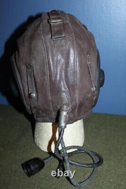 Rare Original Vietnam War Chinese/NVA Pilots Brown Leather Flight Helmet withCords