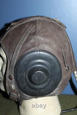 Rare Original Vietnam War Chinese/NVA Pilots Brown Leather Flight Helmet withCords