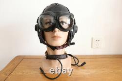 Rare Vintage 1962's Air Force Pilot Leather Flight Helmet, Clear Goggles