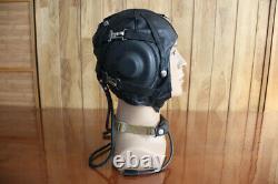 Rare Vintage 1962's Air Force Pilot Leather Flight Helmet, throat microphone