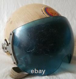 Russian Soviet pilot flight helmet Air Force ZSH-5A early blue visor 1960th