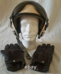 Russian Soviet pilot flight helmet Air Force ZSH-5A gloves