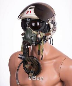 Russian Soviet pilot flight helmet ZSH-3+oxygen mask+leather helmet 4 pcs in set