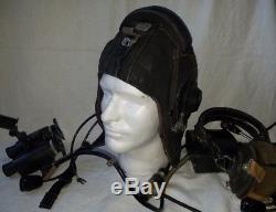 Russian Soviet pilot flight helmet goggles binoculars earphones PNV-57 Afghan