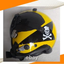 SIZE XL-XXL HGU-55 JOLLY ROGERS SQUADRON PILOT FLIGHT HELMET WithLEATHER EDGEROLL