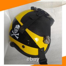 SIZE XL-XXL HGU-55 JOLLY ROGERS SQUADRON PILOT FLIGHT HELMET WithLEATHER EDGEROLL