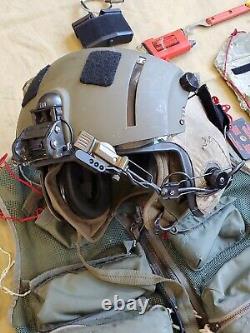 SPH-4 Flight Helmet Lot, Survival Vest, Survival Kit, Pilot Control Stick Grip