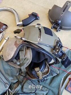 SPH-4 Flight Helmet Lot, Survival Vest, Survival Kit, Pilot Control Stick Grip