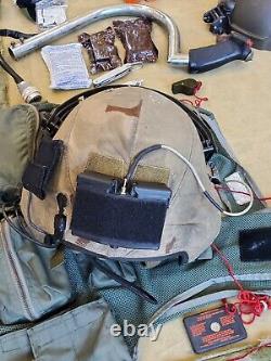 SPH-4 Flight Helmet Lot, Survival Vest, Survival Kit, Pilot Control Stick Grip