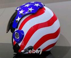 Size Xl-xxl Hgu-33 Custom Flight Pilot Helmet American Flag+badge
