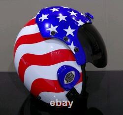 Size Xl-xxl Hgu-33 Custom Flight Pilot Helmet American Flag+badge