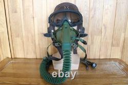 Surplus MiG-15 Pilot Leather Flight Helmet, Oxygen Mask, Brown Goggles