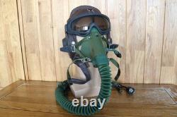 Surplus MiG-15 Pilot Leather Flight Helmet, Oxygen Mask, Brown Goggles