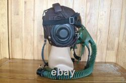 Surplus MiG-15 Pilot Leather Flight Helmet, Oxygen Mask, Brown Goggles