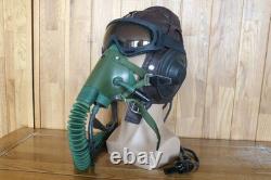 Surplus MiG-15 Pilot Leather Flight Helmet, Oxygen Mask, Brown Goggles