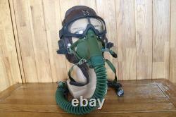 Surplus MiG-15 Pilot Leather Flight Helmet, Oxygen Mask, Transparent Goggles