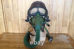 Surplus MiG-15 Pilot Leather Flight Helmet, Oxygen Mask, Transparent Goggles