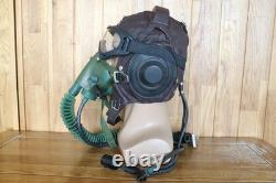 Surplus MiG-15 Pilot Leather Flight Helmet, Oxygen Mask, Transparent Goggles