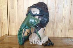 Surplus MiG-15 Pilot Leather Flight Helmet, Oxygen Mask, Transparent Goggles