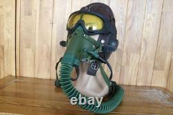 Surplus MiG-15 Pilot Leather Flight Helmet, Oxygen Mask, Yellow Goggles