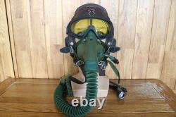 Surplus MiG-15 Pilot Leather Flight Helmet, Oxygen Mask, Yellow Goggles