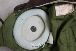 Surplus MiG-15 Pilot Leather Flight Helmet, Oxygen Mask, Yellow Goggles