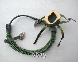 Surplus MiG-15 Pilot Leather Flight Helmet, Oxygen Mask, Yellow Goggles