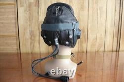 Surplus MiG-15 Pilot Leather Flight Helmet, Throat Microphone, Brown Goggles