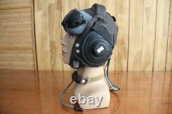 Surplus MiG-15 Pilot Leather Flight Helmet, Throat Microphone, Brown Goggles