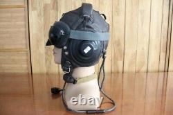 Surplus MiG-15 Pilot Leather Flight Helmet, Throat Microphone, Brown Goggles