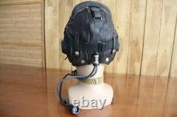 Surplus MiG-15 Pilot Leather Flight Helmet, Throat Microphone, Brown Goggles