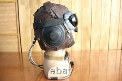 Surplus Mig-15 Pilot Winter Leather Flight Helmet, Microphone, MiG Goggles