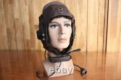Surplus Mig-15 Pilot Winter Leather Flight Helmet, Microphone, MiG Goggles