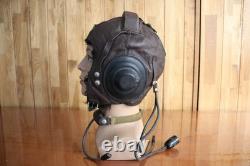 Surplus Mig-15 Pilot Winter Leather Flight Helmet, Microphone, MiG Goggles