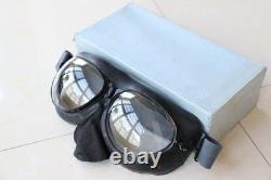 Surplus Mig-15 Pilot Winter Leather Flight Helmet, Throat Microphone, Goggles