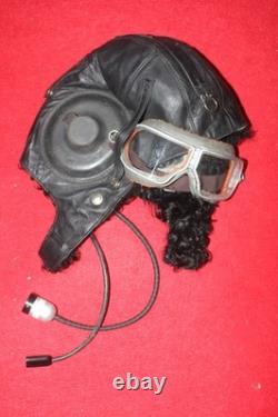 Surplus Mig Pilot Leather Helmet, Aviation Goggles