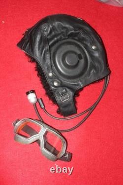 Surplus Mig Pilot Leather Helmet, Aviation Goggles