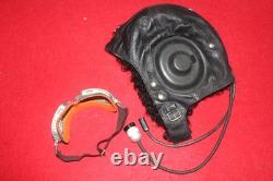 Surplus Mig Pilot Leather Helmet, Aviation Goggles