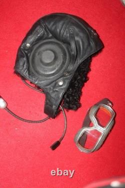 Surplus Mig Pilot Leather Helmet, Aviation Goggles