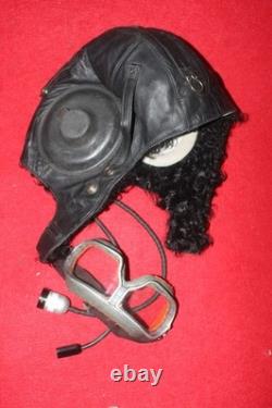 Surplus Mig Pilot Leather Helmet, Aviation Goggles