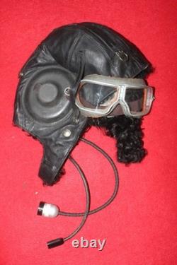 Surplus Mig Pilot Leather Helmet, Aviation Goggles