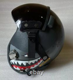 TOP GUN MAVERICK HGU-55 CUSTOMSHARKFIGHTER PILOT HELMET With Leather Edge Roll