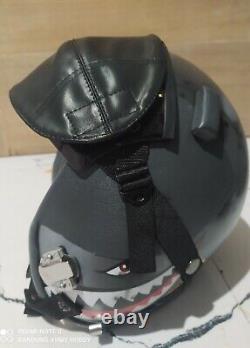 TOP GUN MAVERICK HGU-55 SHARKFIGHTER PILOT HELMET With Leather Edge Roll+pin